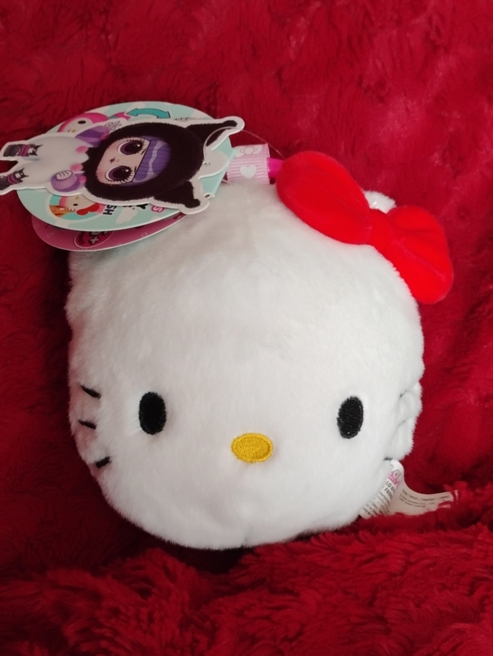 LOL Hello Kitty Reversible Plush Toy - White with Red Bow Accent